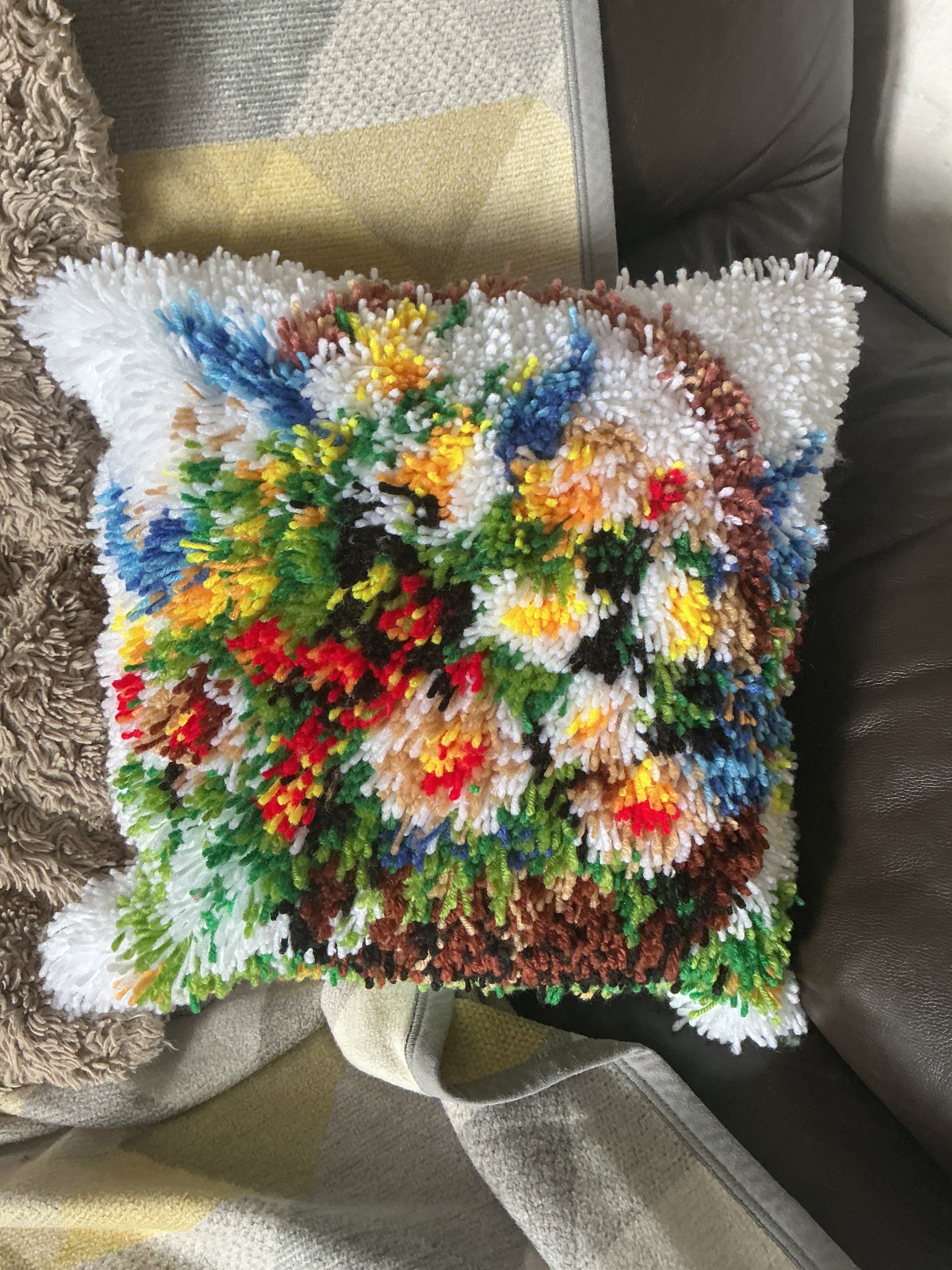 Basket full of flowers cushion
